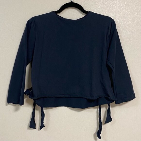Zara Top women’s Size Small Navy crop Top Blouse - Picture 4 of 10